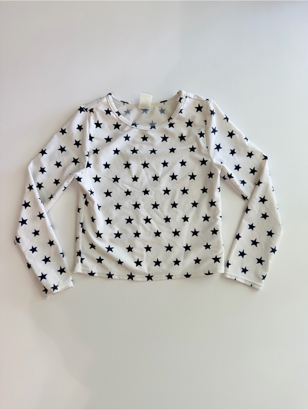 Old Navy White & Navy Blue Star Print Long Sleeve Rash Guard Top